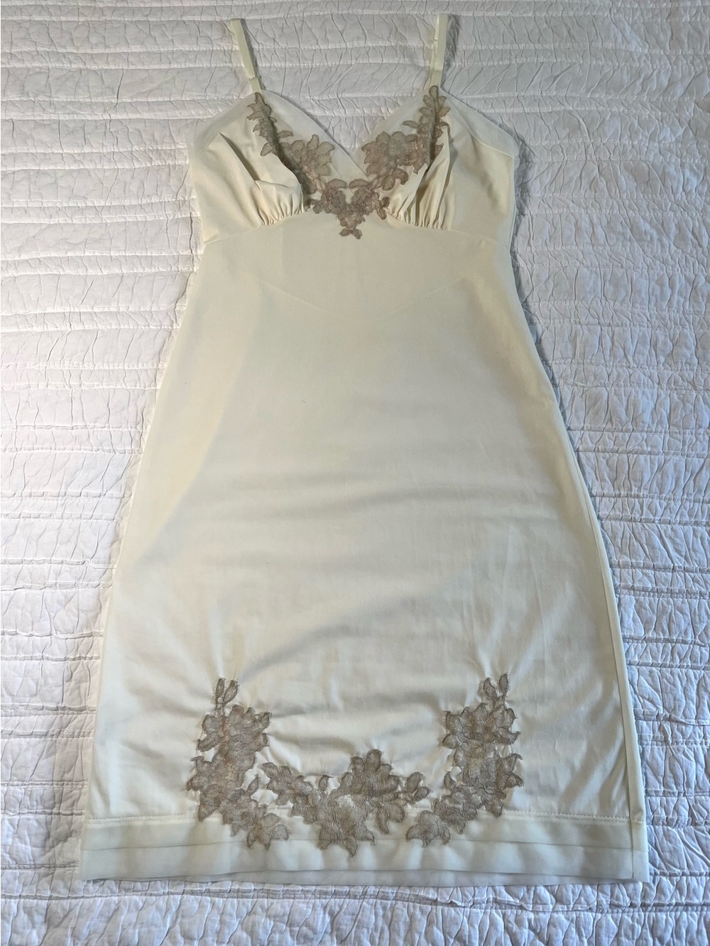 Vintage Van Raalte Suavette Ivory Lace Full Slip Dress - XS/S